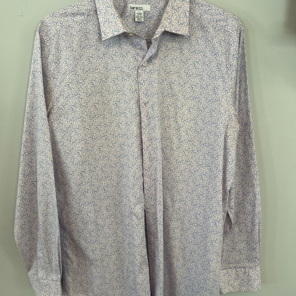 LIKE NEW Bar III Men's White and Blue Floral Button Down Shirt